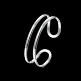925 Silver Double Line Bangle Bracelets Adjustable Street Party Wedding Jewelry