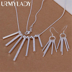 925 Silver Jewelry Set for Women Earrings Necklace 18 inch