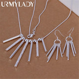 925 Silver Jewelry Set for Women Earrings Necklace 18 inch