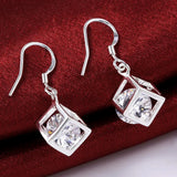 925 Silver Crystal Pendant Necklace Earrings Set