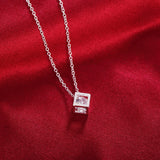 925 Silver Crystal Pendant Necklace Earrings Set