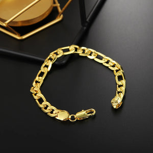 925 Silver Plated 18K 8MM Chain Bracelet for Men Women