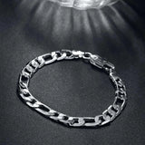 925 Silver Plated 18K 8MM Chain Bracelet for Men Women