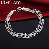 925 Silver Snake Chain Bracelet Beads Women Retro Wedding Party Christmas Jewelr