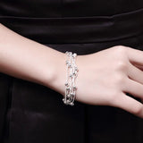 925 Silver Snake Chain Bracelet Beads Women Retro Wedding Party Christmas Jewelr
