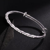 925 Silver Vintage Bamboo Bracelets Bangles for Women