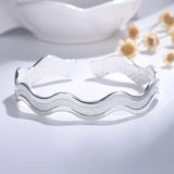 925 Silver Frosted Wave Star River Bracelet Bangle for Women