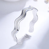 925 Silver Frosted Wave Star River Bracelet Bangle for Women