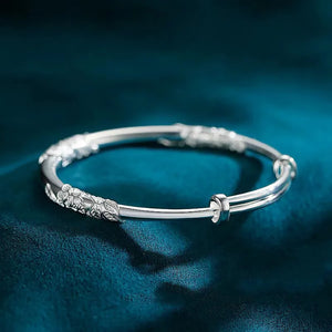 925 Silver Charm Blooming Flowers Bracelet Adjustable Size
