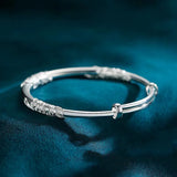 925 Silver Charm Blooming Flowers Bracelet Adjustable Size