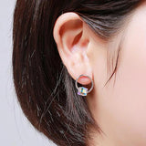 Austrian Crystal Forever Stud Earrings 925 Silver Lucky Gift
