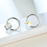Austrian Crystal Forever Stud Earrings 925 Silver Lucky Gift