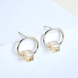 Austrian Crystal Forever Stud Earrings 925 Silver Lucky Gift