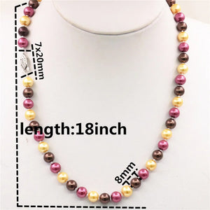 8mm South Sea Multicolor Shell Pearl Necklace 18"