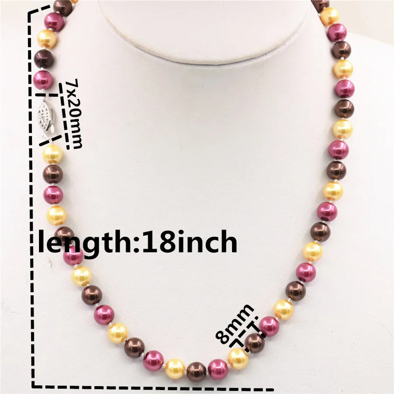8mm South Sea Multicolor Shell Pearl Necklace 18"