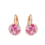 Round Stone Earrings Jewelry Rose Earring For Woman Party Wedding Gift
