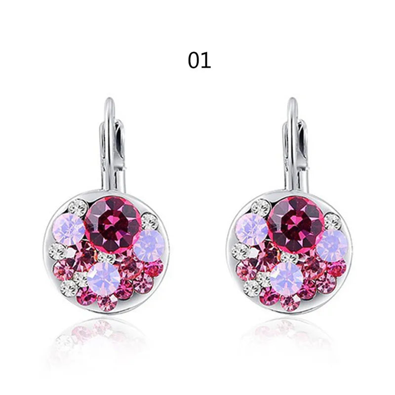 Round Stone Earrings Jewelry Rose Earring For Woman Party Wedding Gift