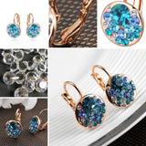Round Stone Earrings Jewelry Rose Earring For Woman Party Wedding Gift
