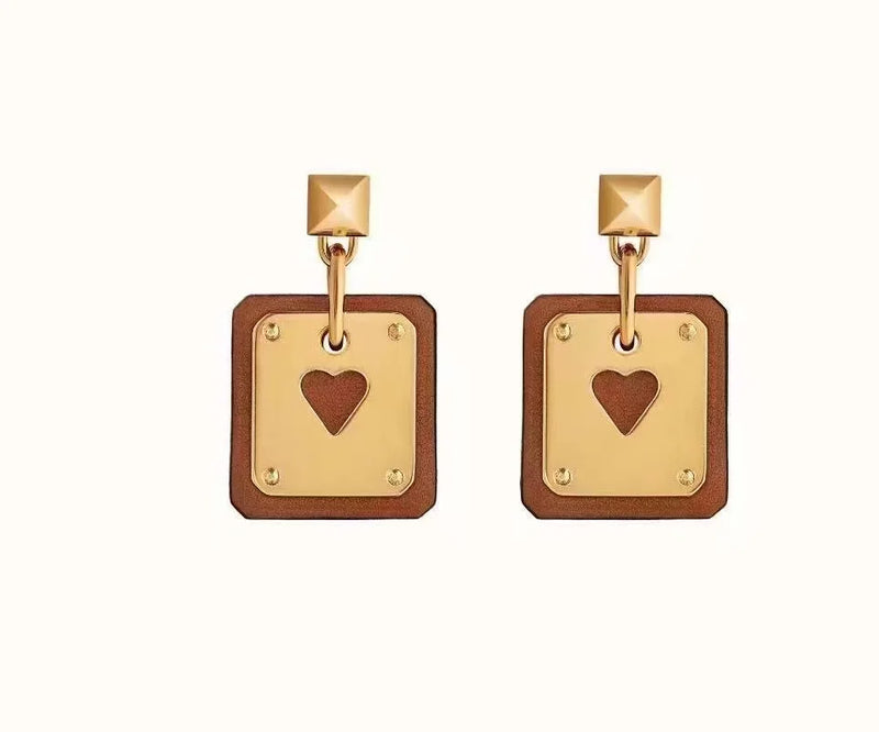 Vintage Poker Card Earrings Stud Metal Playing Card Party Pendientes