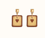 Vintage Poker Card Earrings Stud Metal Playing Card Party Pendientes