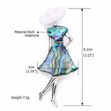 Bohemian Mother of Pearl Abalone Shell Pendant Brooch