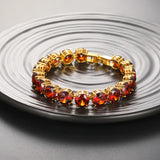 4mm Colourful Brass CZ Tennis Bracelet with Red Purple Green Stone for Men Women