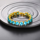 4mm Colourful Brass CZ Tennis Bracelet with Red Purple Green Stone for Men Women