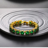 4mm Colourful Brass CZ Tennis Bracelet with Red Purple Green Stone for Men Women