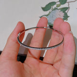 925 Silver Bangle with Zircon, Unisex, Everyday Wear