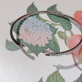 925 Silver Bangle with Zircon, Unisex, Everyday Wear