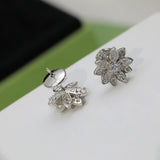 925 Sterling Silver 3-Leaf Flower Earrings Luck Clover Wedding Party Jewelry