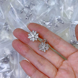 925 Sterling Silver 3-Leaf Flower Earrings Luck Clover Wedding Party Jewelry
