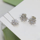 925 Sterling Silver 3-Leaf Flower Earrings Luck Clover Wedding Party Jewelry