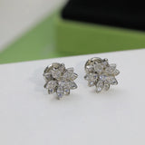925 Sterling Silver 3-Leaf Flower Earrings Luck Clover Wedding Party Jewelry