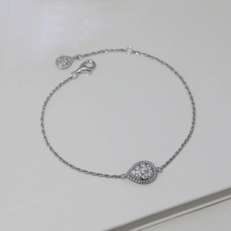 925 Silver Bracelet Water Drop Flower Praty Wedding Jewelry