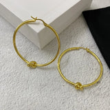 18K Large Round Knot Hoop Earrings Women's Jewelry