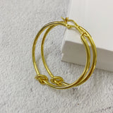 18K Large Round Knot Hoop Earrings Women's Jewelry