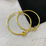 18K Large Round Knot Hoop Earrings Women's Jewelry
