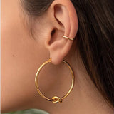 18K Large Round Knot Hoop Earrings Women's Jewelry