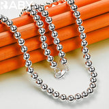 925 Silver Smooth Beads Ball Chain Necklaces Wedding Jewelry