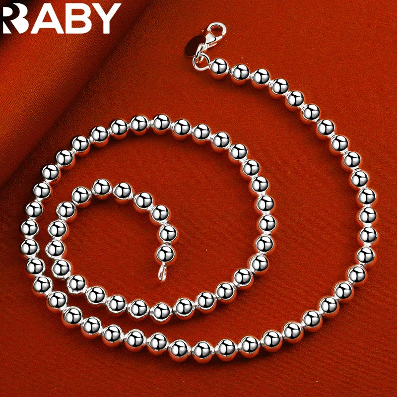 925 Silver Smooth Beads Ball Chain Necklaces Wedding Jewelry