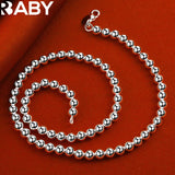 925 Silver Smooth Beads Ball Chain Necklaces Wedding Jewelry