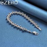 925 Sterling Silver Braided Beads Chain Bracelet Wedding Party Jewelry