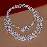 925 Sterling Silver Fringe Line Bracelet Necklace Set