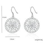 925 Silver Carved Star Earrings High Jewelry