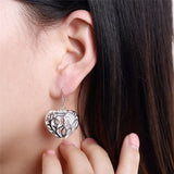 925 Silver Heart Necklace Earrings Set For Women