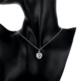 925 Silver Heart Necklace Earrings Set For Women