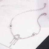 925 Sterling Silver Heart Bracelet Tassel Charm for Women