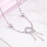 925 Sterling Silver Heart Bracelet Tassel Charm for Women