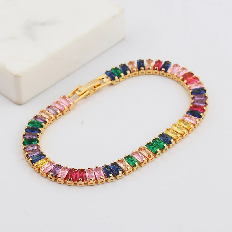 Hot Charm Tennis CZ Zircon Rainbow Bracelet For Women